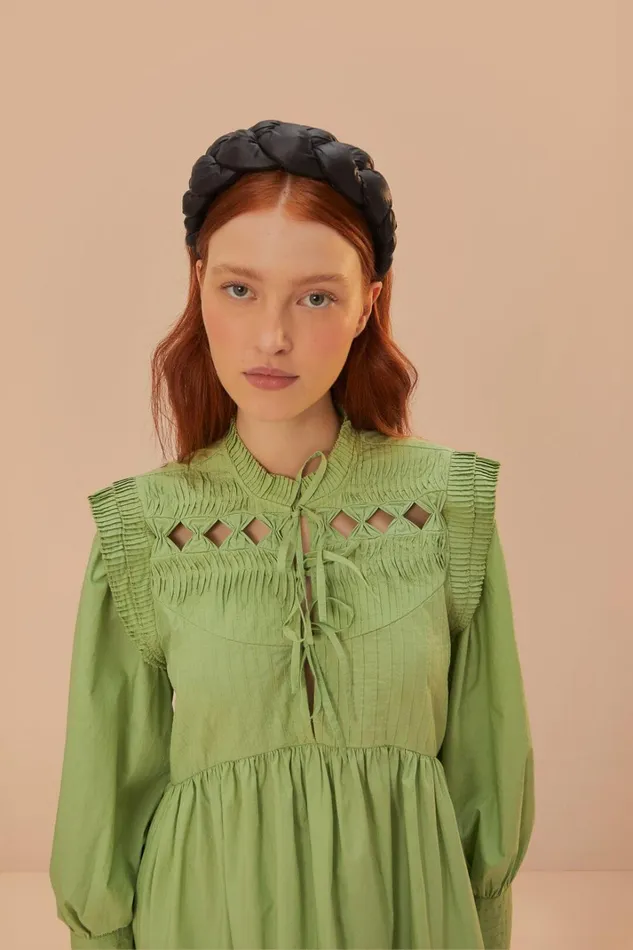 Women Mini Dresses Farm Rio Green Open Yoke Mini Dress