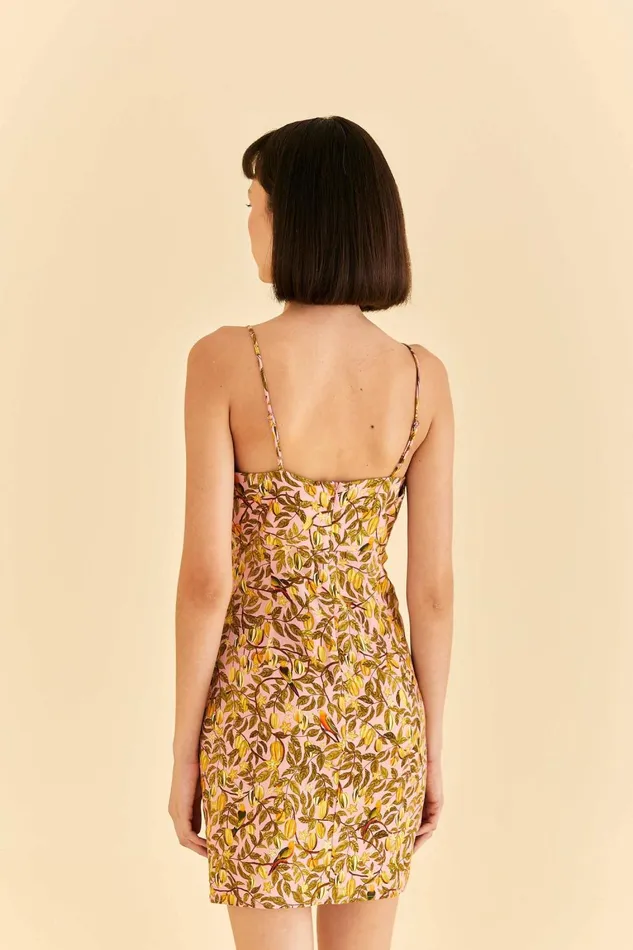 Women Mini Dresses Farm Rio Light Pink Star Fruit Flower Mini Dress