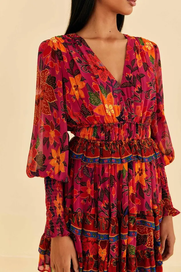 Women Mini Dresses Farm Rio Pink Tropical Tapestry Mini Dress