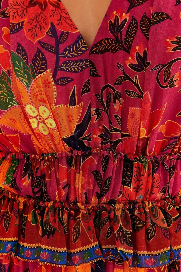 Women Mini Dresses Farm Rio Pink Tropical Tapestry Mini Dress