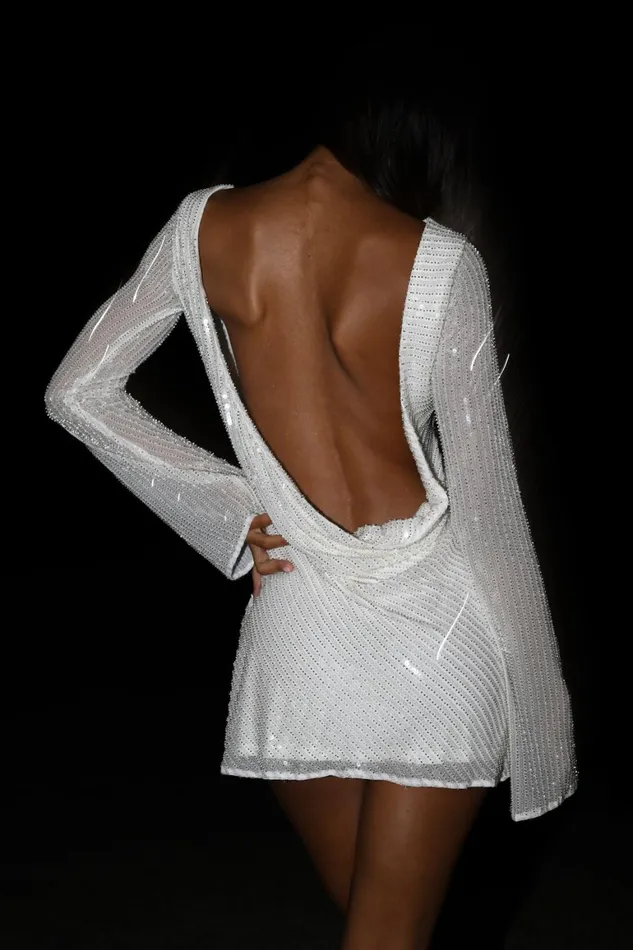Women Nala Sequin Mini Dress 8211 White White Meshki Mini Dresses