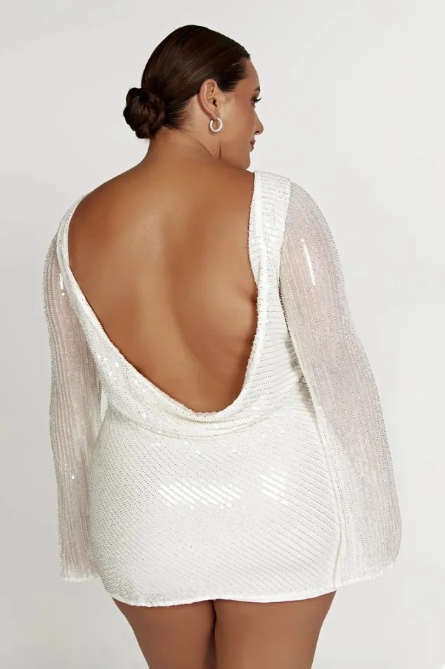 Women Nala Sequin Mini Dress 8211 White White Meshki Mini Dresses