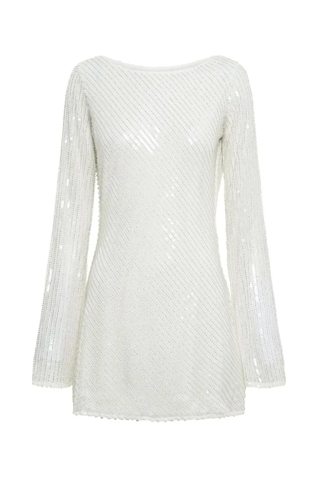 Women Nala Sequin Mini Dress 8211 White White Meshki Mini Dresses