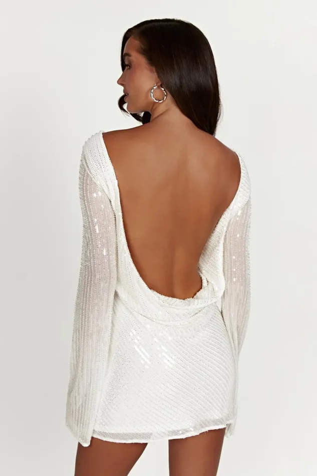 Women Nala Sequin Mini Dress 8211 White White Meshki Mini Dresses