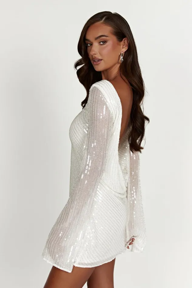 Women Nala Sequin Mini Dress 8211 White White Meshki Mini Dresses