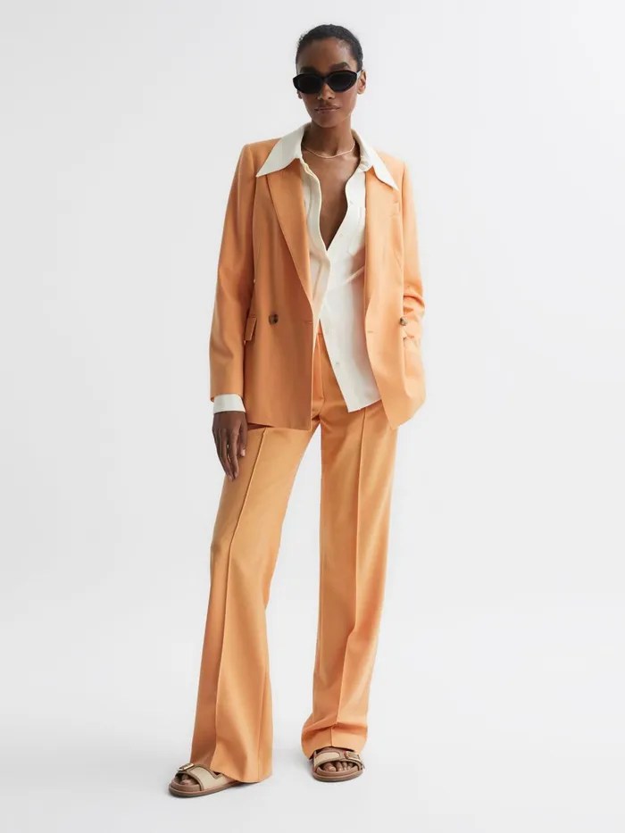 Women Natalia Stitch Detail Fitted Shirt Ivory Reiss Tops