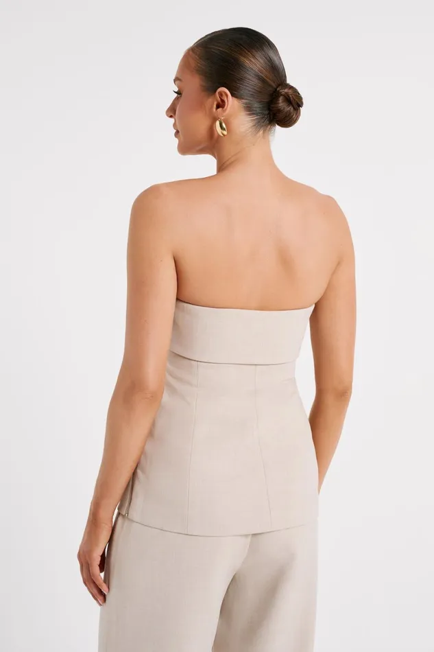 Women Natalie Textured Strapless Top 8211 Natural Natural Meshki Sleeveless Tops