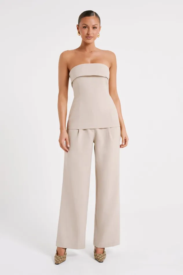 Women Natalie Textured Strapless Top 8211 Natural Natural Meshki Sleeveless Tops