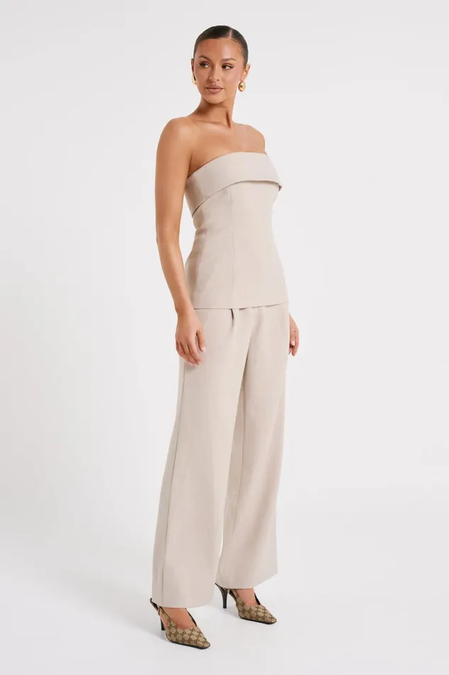 Women Natalie Textured Strapless Top 8211 Natural Natural Meshki Sleeveless Tops