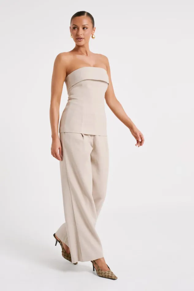Women Natalie Textured Strapless Top 8211 Natural Natural Meshki Sleeveless Tops