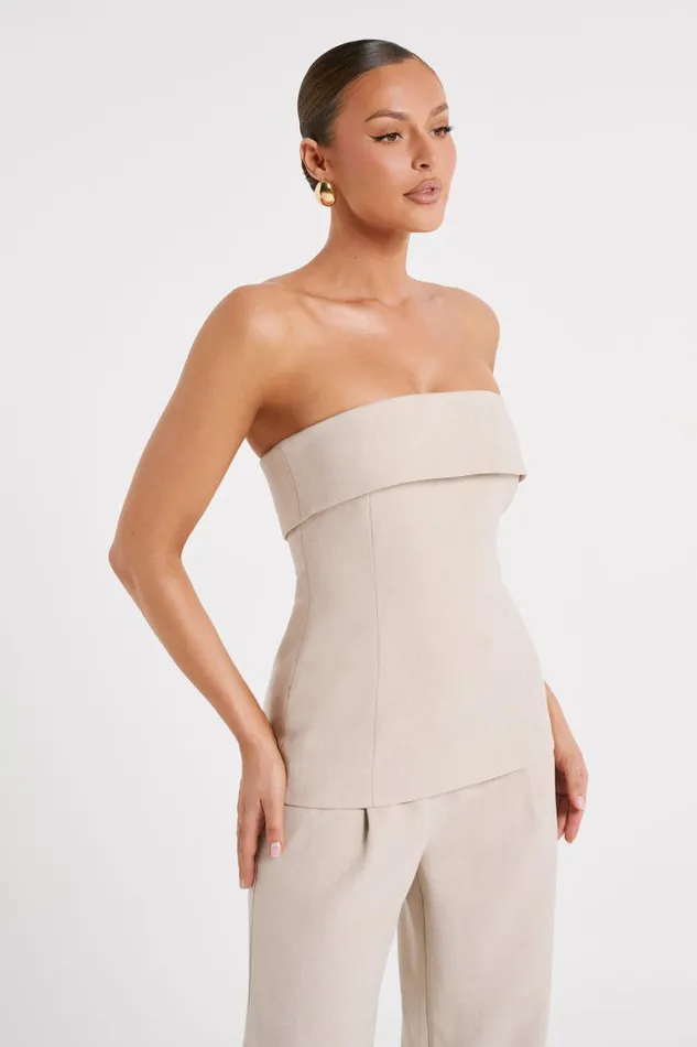 Women Natalie Textured Strapless Top 8211 Natural Natural Meshki Sleeveless Tops