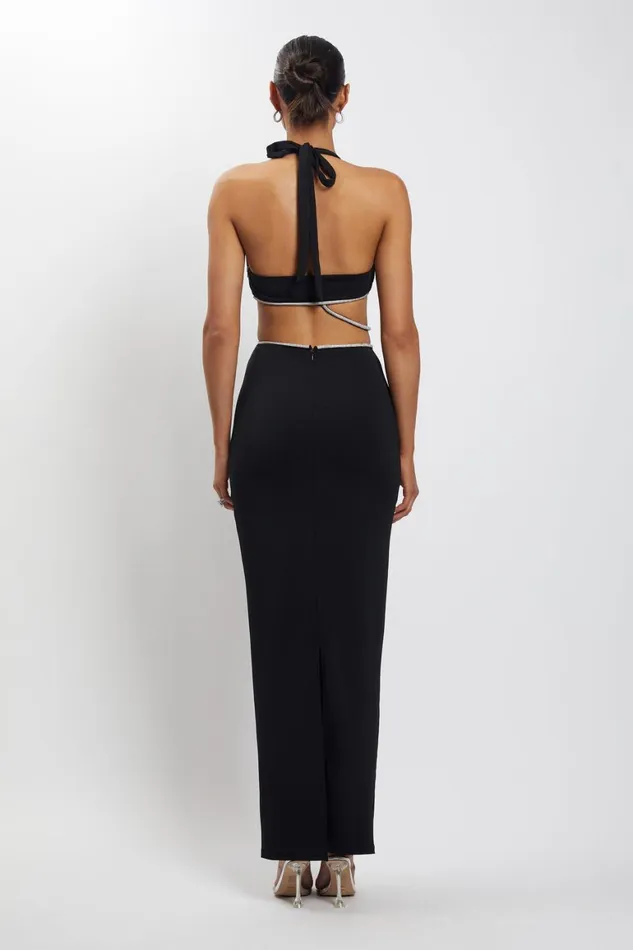 Women Nicha Diamante Cut Out Maxi Dress 8211 Black Black Meshki Maxi Dresses