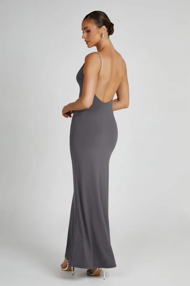 Women Nikkita Recycled Nylon Strappy Maxi Dress 8211 Charcoal Charcoal Meshki Maxi Dresses