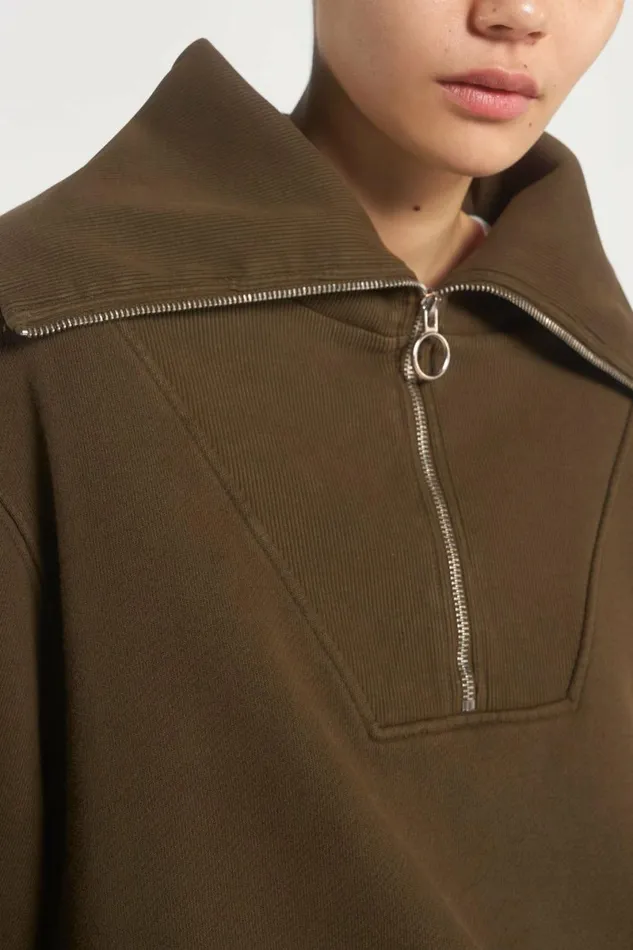 Women NTRLS Mocha Quarter Zip Sweatshirt Brown Jaded London