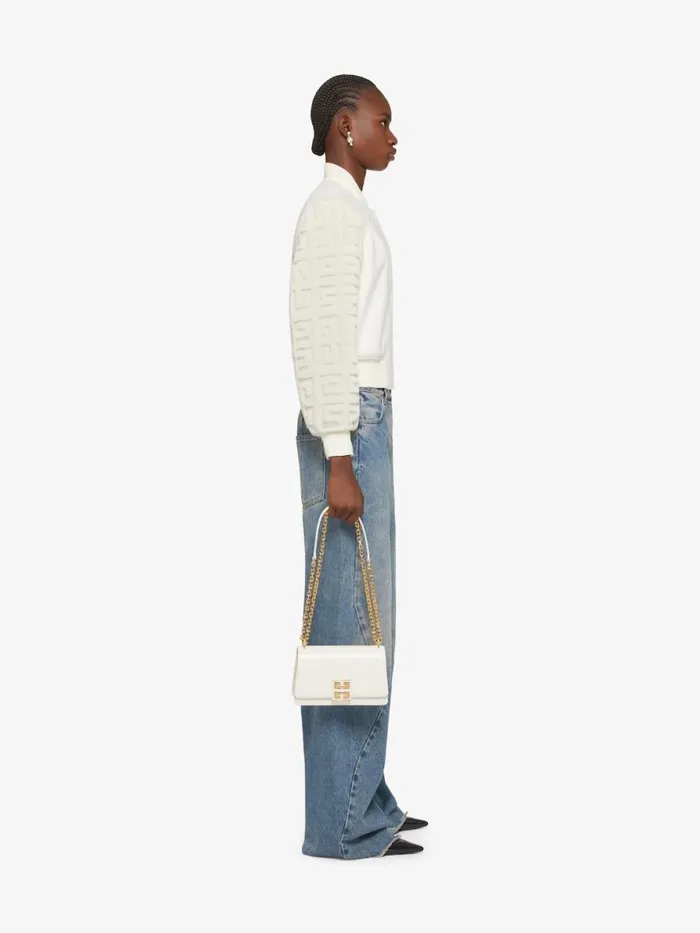 Women Outerwear and Blousons Givenchy Cropped Varsity Jacket In Wool And 4G Fur White