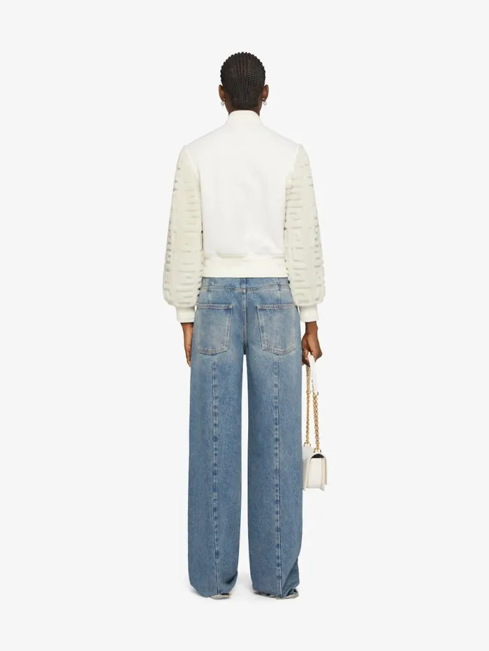 Women Outerwear and Blousons Givenchy Cropped Varsity Jacket In Wool And 4G Fur White