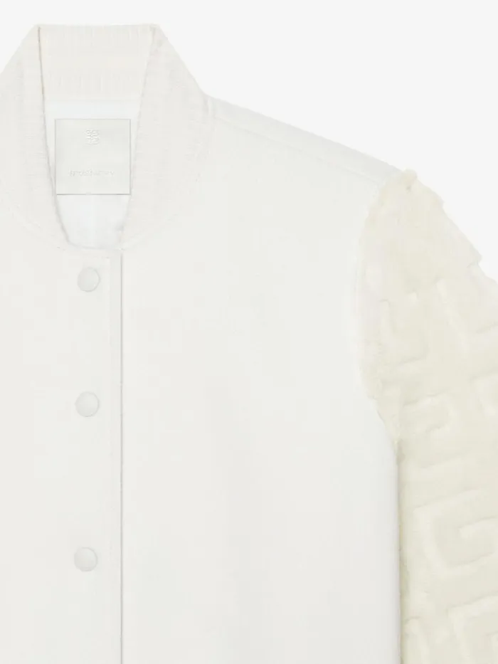 Women Outerwear and Blousons Givenchy Cropped Varsity Jacket In Wool And 4G Fur White