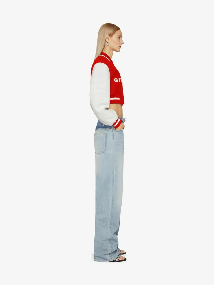 Women Outerwear and Blousons Givenchy GIVENCHY Cropped Varsity Jacket In Wool And Leather Redwhite