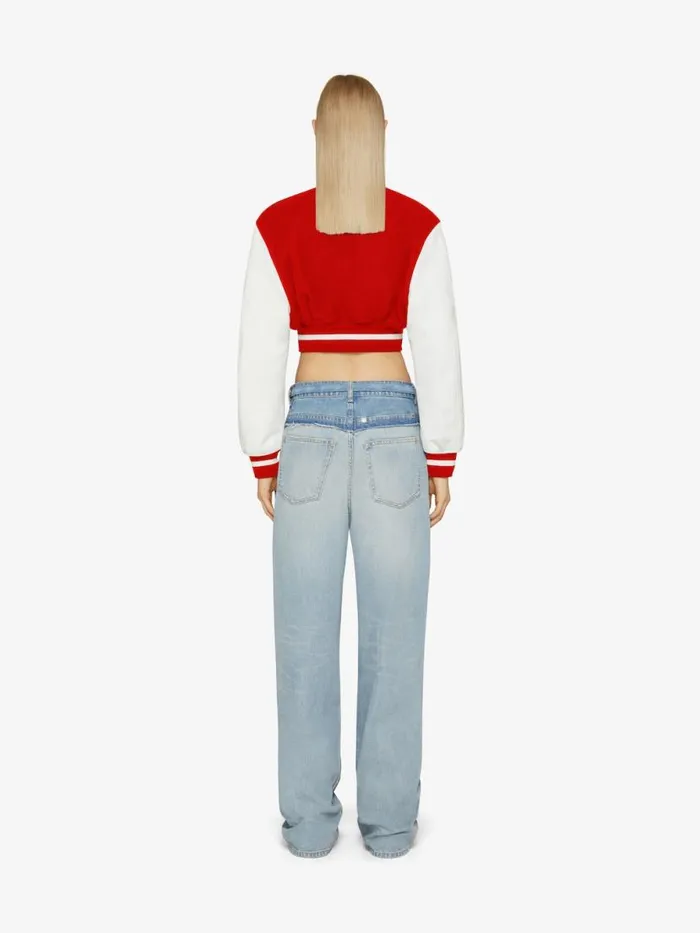 Women Outerwear and Blousons Givenchy GIVENCHY Cropped Varsity Jacket In Wool And Leather Redwhite