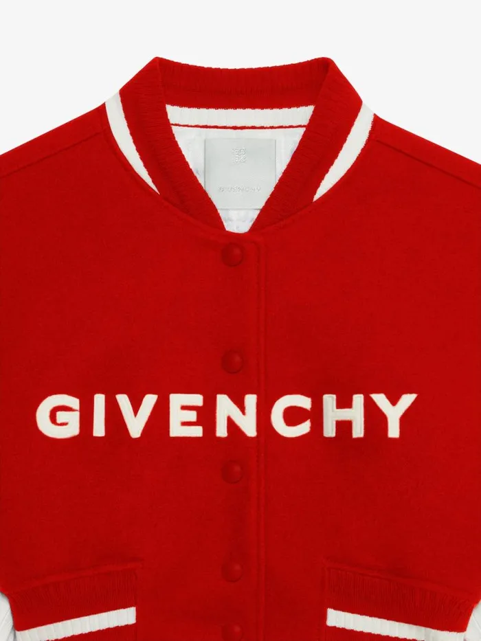 Women Outerwear and Blousons Givenchy GIVENCHY Cropped Varsity Jacket In Wool And Leather Redwhite
