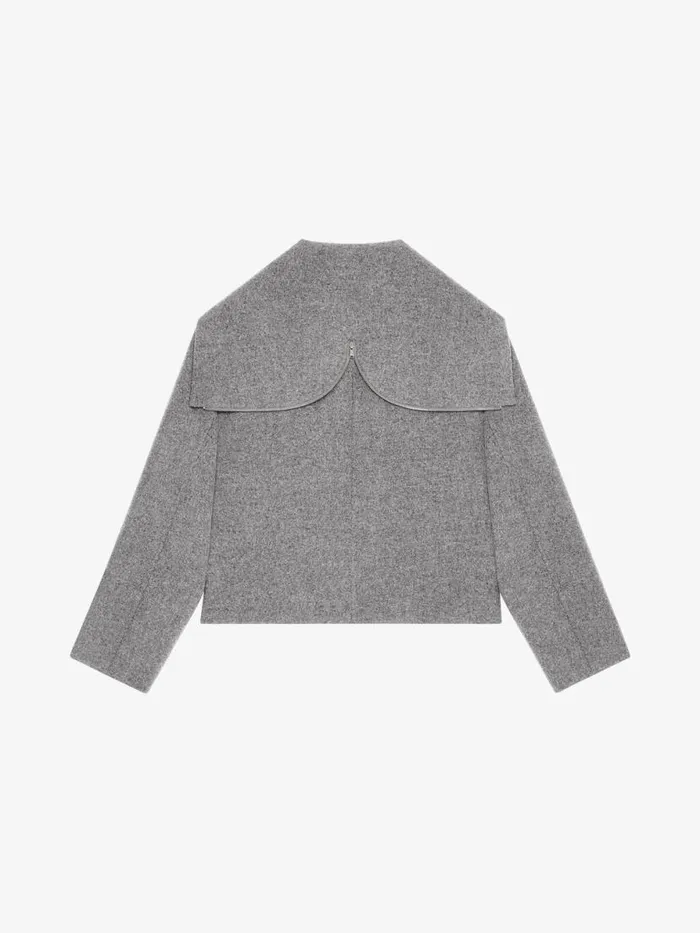 Women Outerwear and Blousons Givenchy Hooded Jacket In Double Face Wool Light Grey Melange