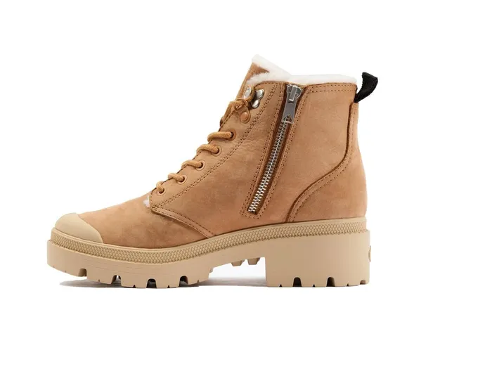Women Palladium Boots Pallabase Nubuck Zip Wl Ochre Tan