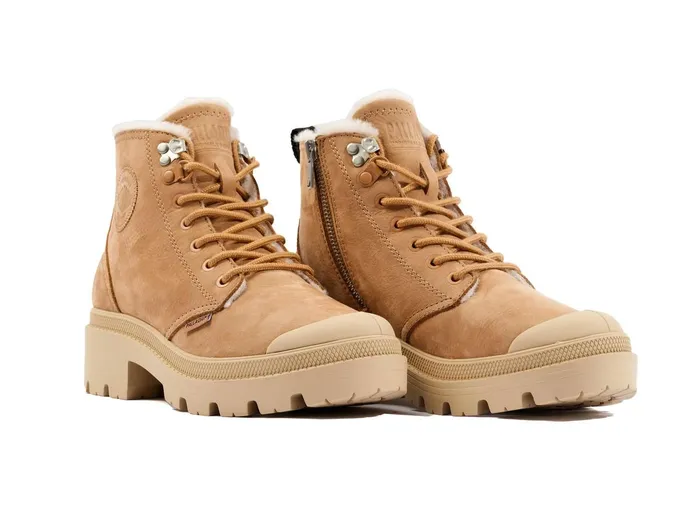 Women Palladium Boots Pallabase Nubuck Zip Wl Ochre Tan