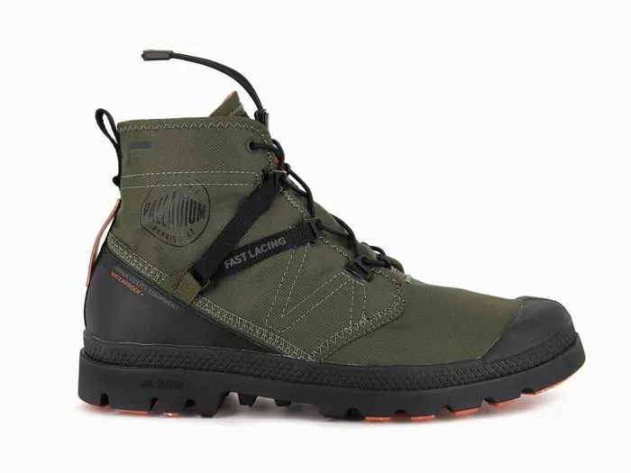 Women Palladium Boots Pampa Travel Lite Waterproof Olive Night