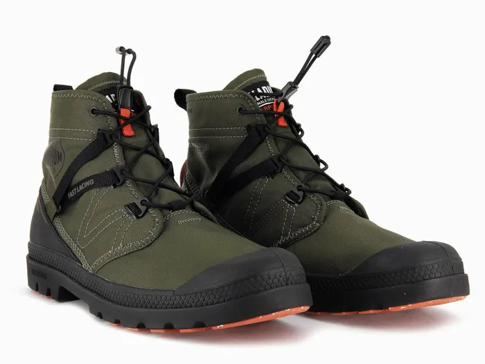 Women Palladium Boots Pampa Travel Lite Waterproof Olive Night