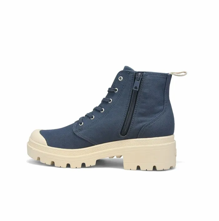 Women Palladium Heel Boots Pallabase Twill Vintage Indigo