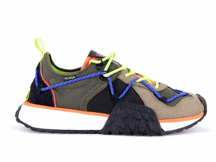 Women Palladium Sneakers Troop Runner Lace It Olive Night Firecracker