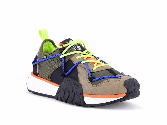 Women Palladium Sneakers Troop Runner Lace It Olive Night Firecracker