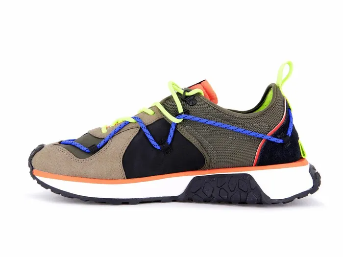 Women Palladium Sneakers Troop Runner Lace It Olive Night Firecracker