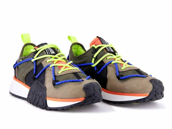 Women Palladium Sneakers Troop Runner Lace It Olive Night Firecracker