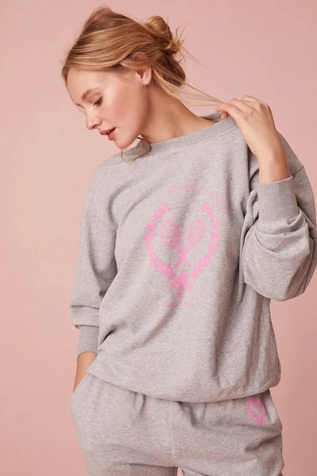 Women Palo Racquet Club Fleece Pullover Mdhtr Grayaurora Pink LoveShackFancy Active