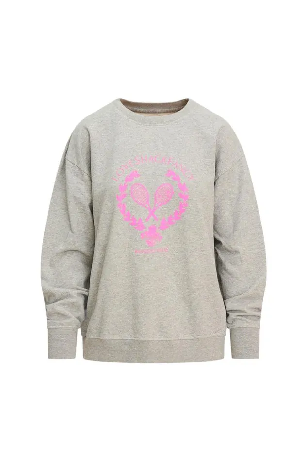 Women Palo Racquet Club Fleece Pullover Mdhtr Grayaurora Pink LoveShackFancy Active