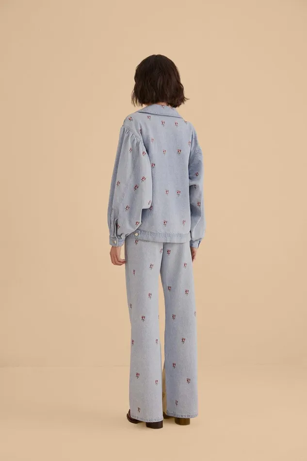 Women Pants Farm Rio Rose Embroidered Denim Pants