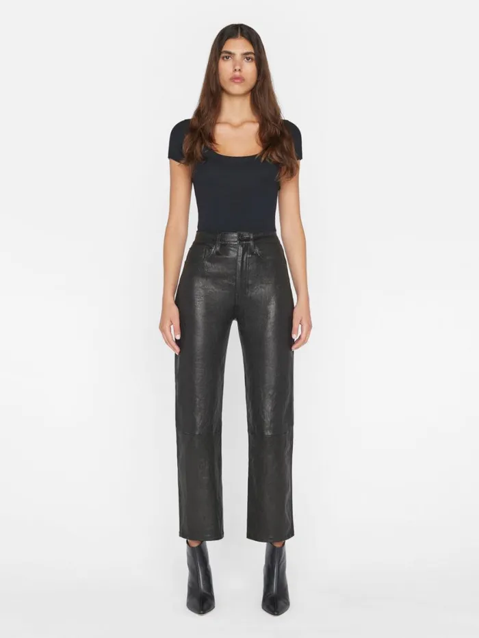 Women Pants FRAME Le Jane Crop Leather 8212 Noir Women Pants FRAME Le Jane Crop Leather 8212 Noir