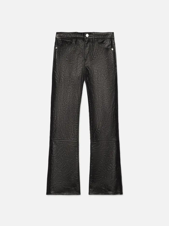 Women Pants FRAME Leather Le Crop Mini Boot 8212 Washed Black