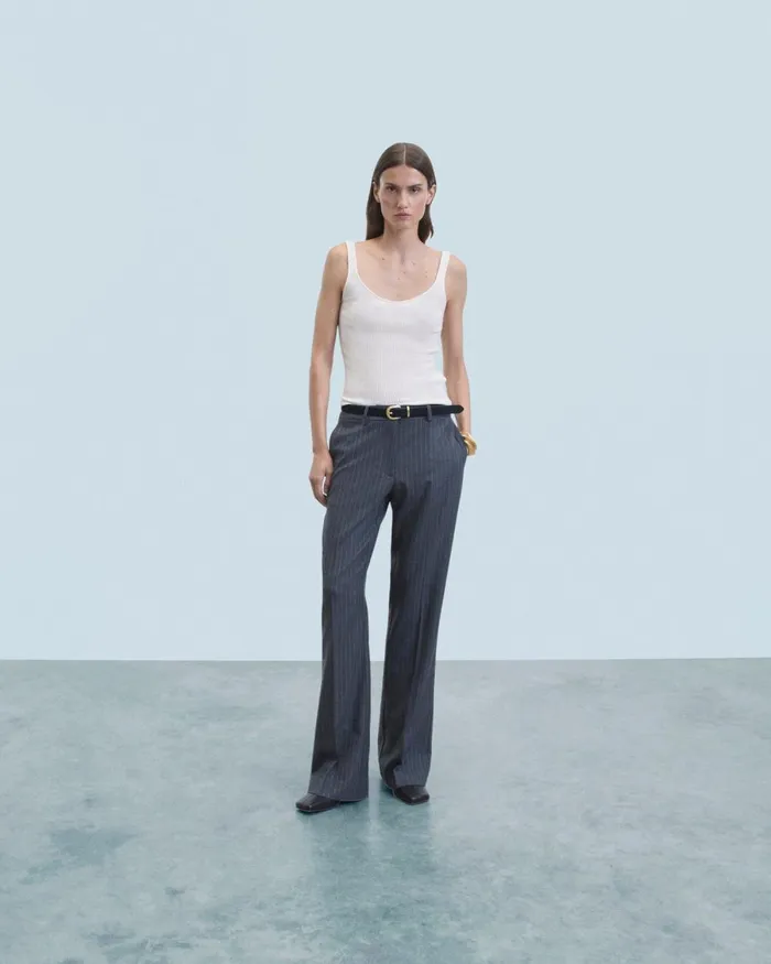 Women Pants From Future Wide Tailoring Trousers Rayures Gris