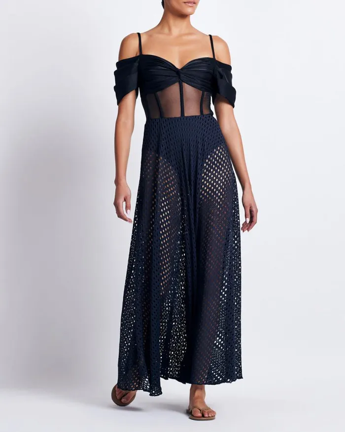 Women PatBO Beach Dresses CORSET NETTED MAXI DRESS FINAL SALE Black