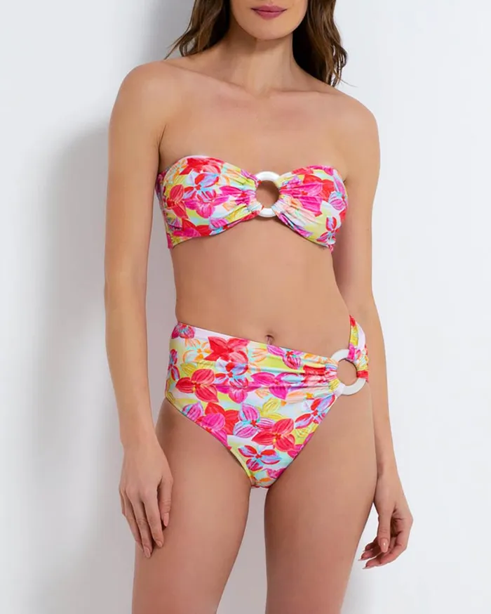 Women PatBO Bikinis Hydra MidRise Bikini Bottom FINAL SALE Pink Multi Women PatBO Bikinis Hydra MidRise Bikini Bottom FINAL SALE Pink Multi