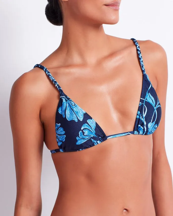 Women PatBO Bikinis Nightflower Braided Bikini Top FINAL SALE Indigo