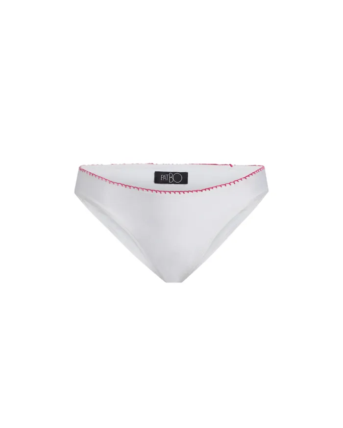 Women PatBO Bikinis Viera Embroidered Bikini Bottom White Women PatBO Bikinis Viera Embroidered Bikini Bottom White