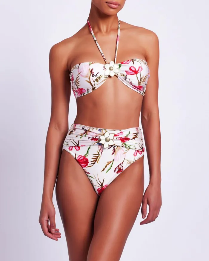 Women PatBO Bikinis Viera High Waist Bikini Bottom EXCLUSIVE White