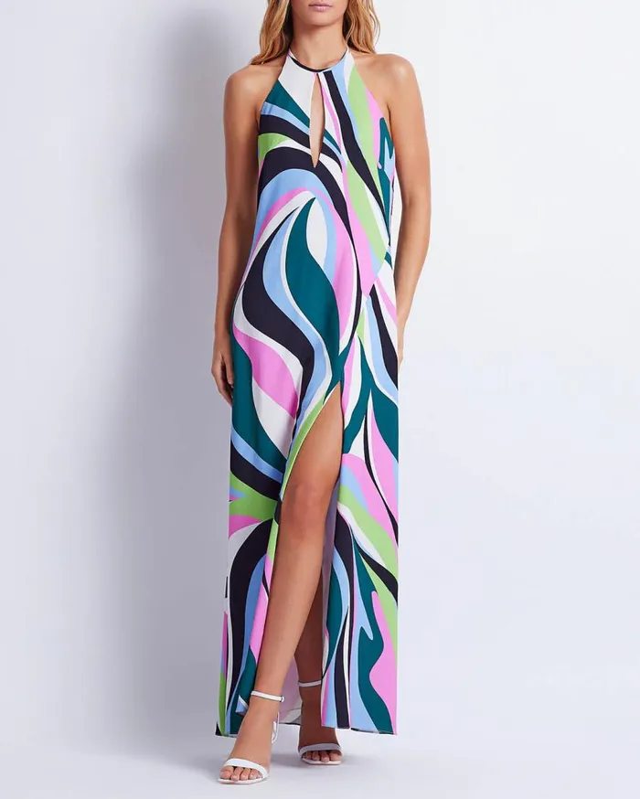 Women PatBO Dresses and Jumpsuits DELOS KEYHOLE MAXI DRESS FINAL SALE Black Multi Women PatBO Dresses and Jumpsuits DELOS KEYHOLE MAXI DRESS FINAL SALE Black Multi