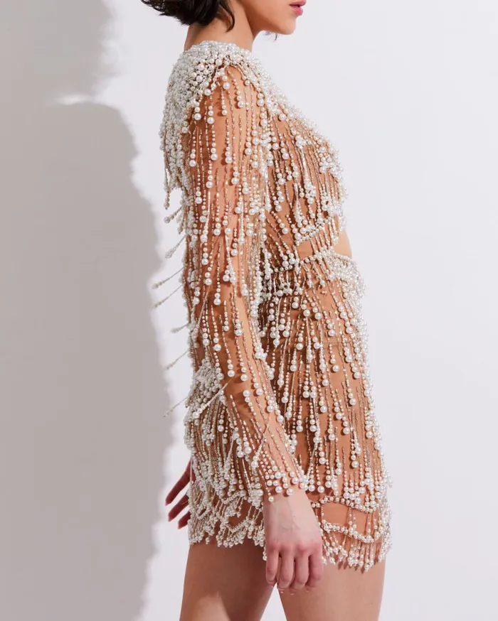 Women PatBO Dresses and Jumpsuits Fully Beaded CutOut Cocktail Dress FINAL SALE White