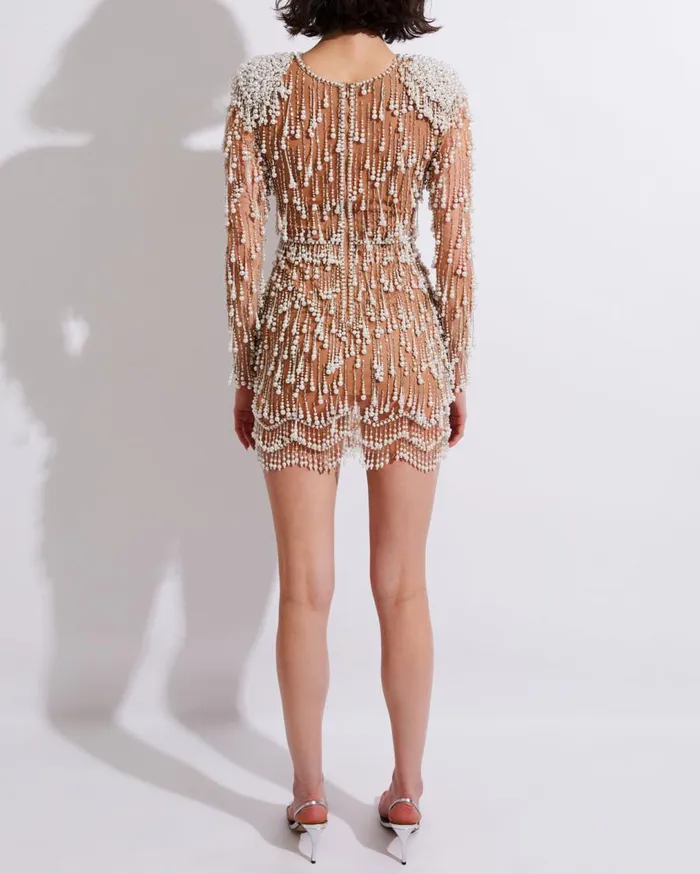 Women PatBO Dresses and Jumpsuits Fully Beaded CutOut Cocktail Dress FINAL SALE White