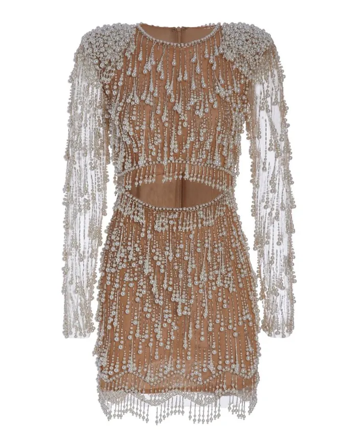 Women PatBO Dresses and Jumpsuits Fully Beaded CutOut Cocktail Dress FINAL SALE White