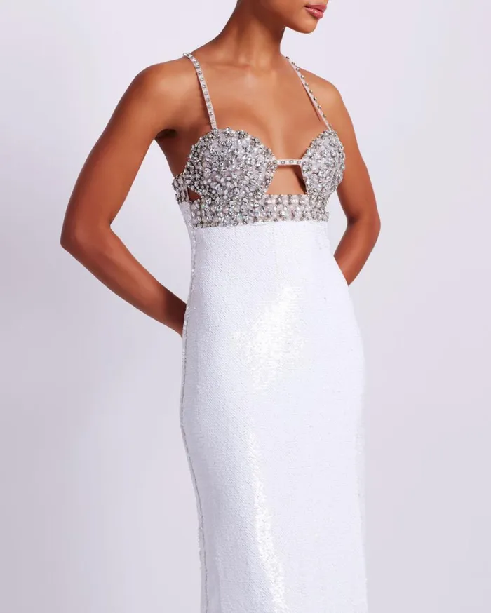 Women PatBO Dresses and Jumpsuits HANDBEADED SEQUIN MIDI DRESS FINAL SALE White